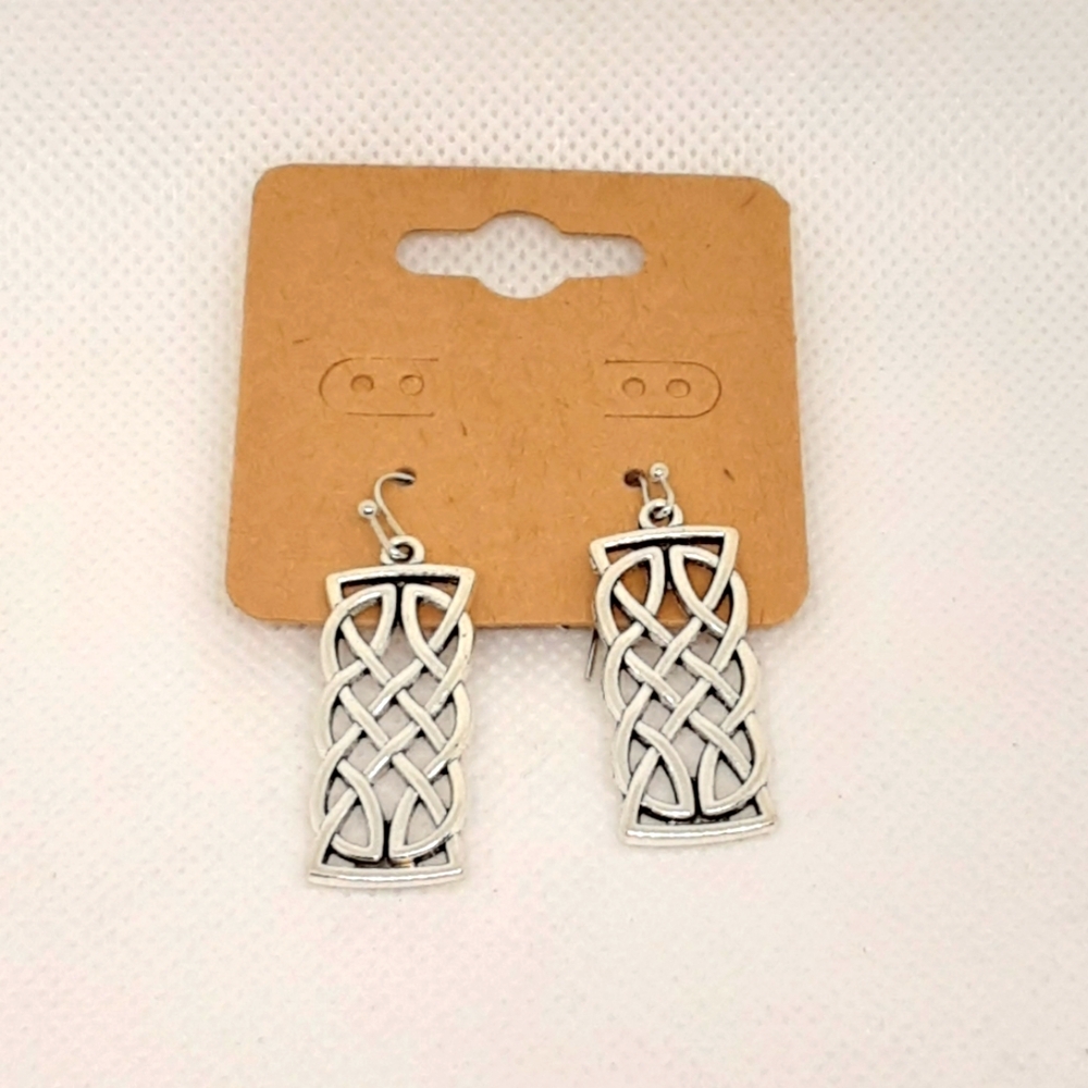 New Celtic Inspired Earrings Silvertone Filigree 1" Drop Boho Gypsy Whimsygoth